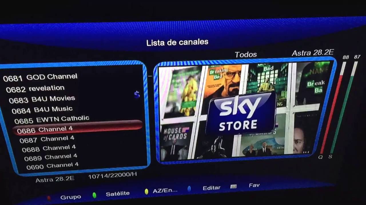 List of channels of Astra 28.2&ordm;E FREESAT from Spain.