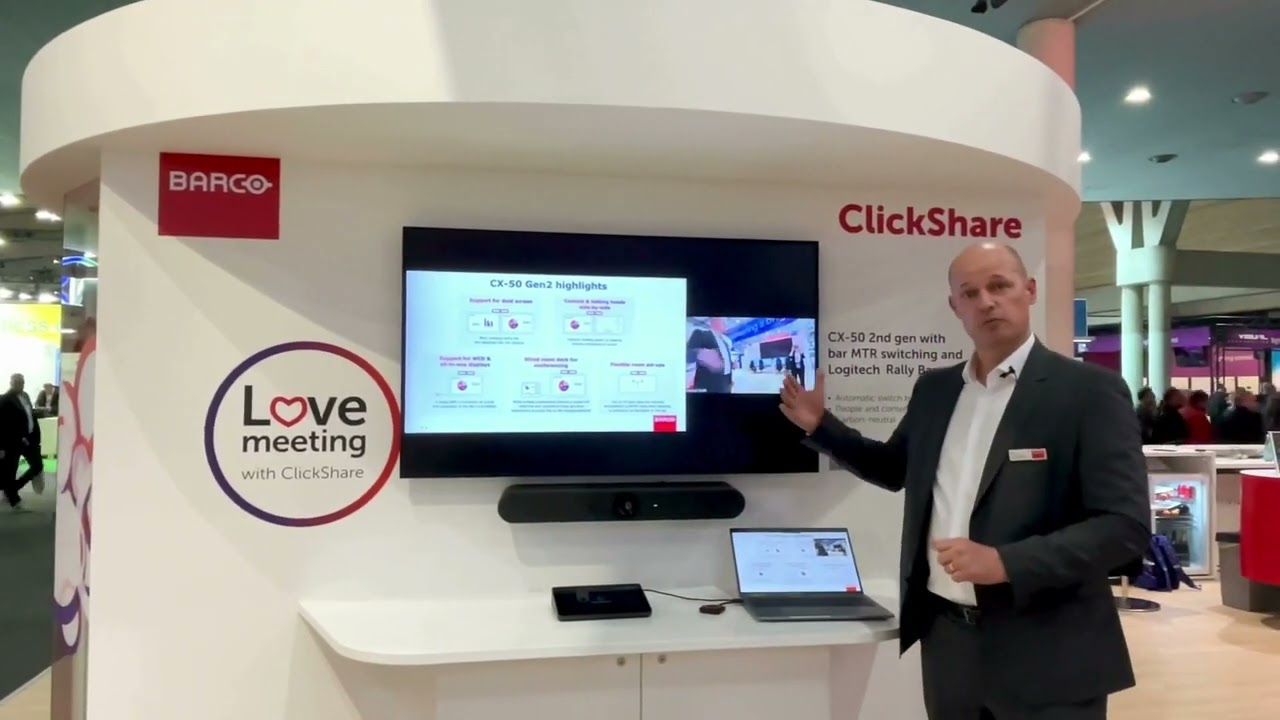 How ClickShare Conference CX-50 2nd gen enhances video conferencing in a MTR with Logitech Rally Bar