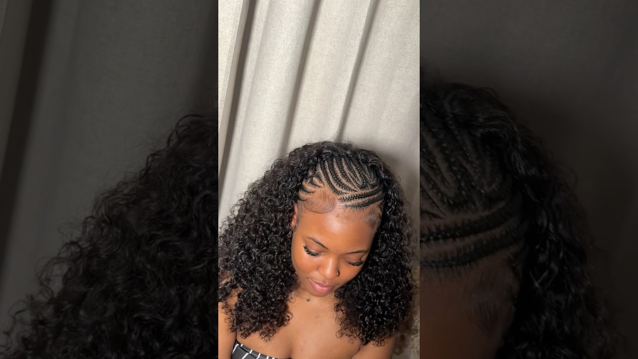 Half Fulani braids half sewin💕                     #fulanibraids #summerhairstyles #halfuphalfdown