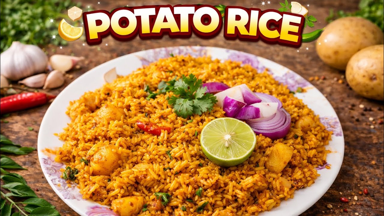 Easy Potato Rice Recipe | Quick Lunch Box Special || #PotatoRice#AlooRice#AlooPulav