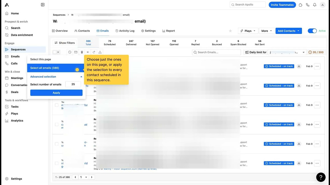 How to change sender email for Apollo sequence