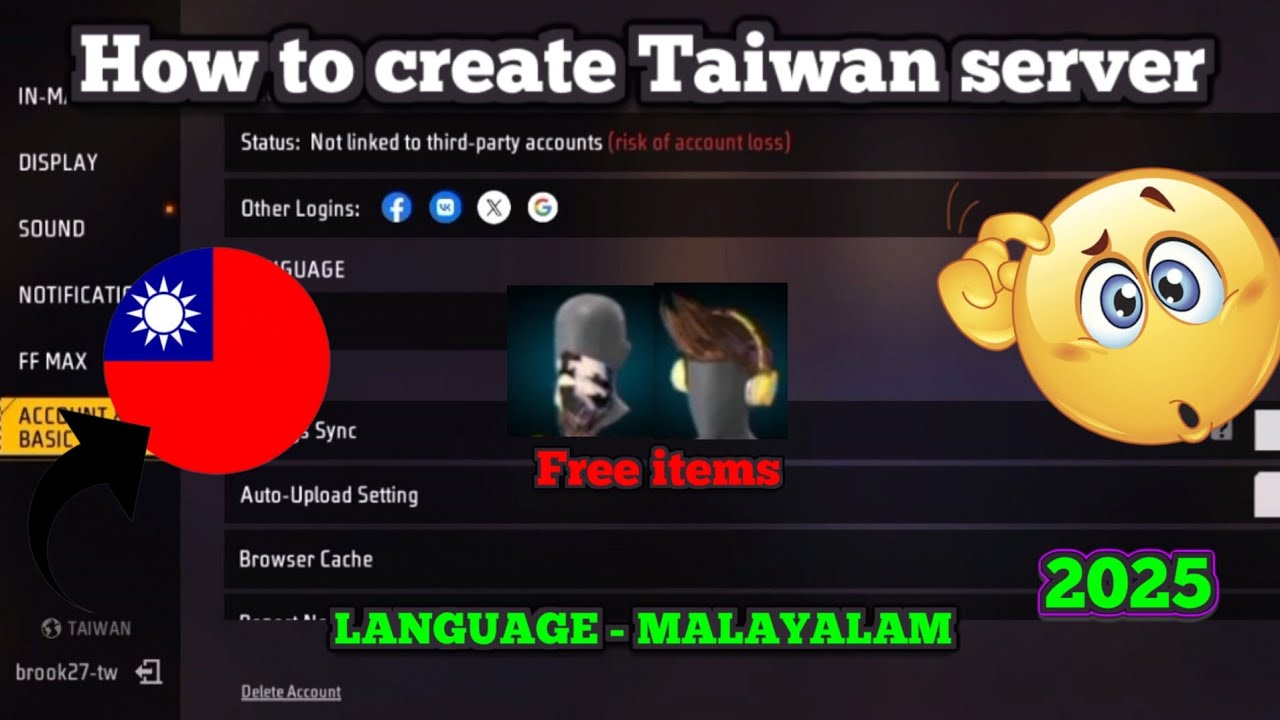 how to create Taiwan server on Free fire in Malayalam 2025 #freefire