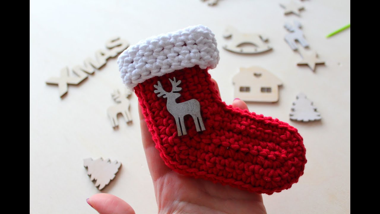 Crochet Christmas stocking, super easy tutorial. Skarpeta świąteczna na szydełku, ozdoba na choinkę
