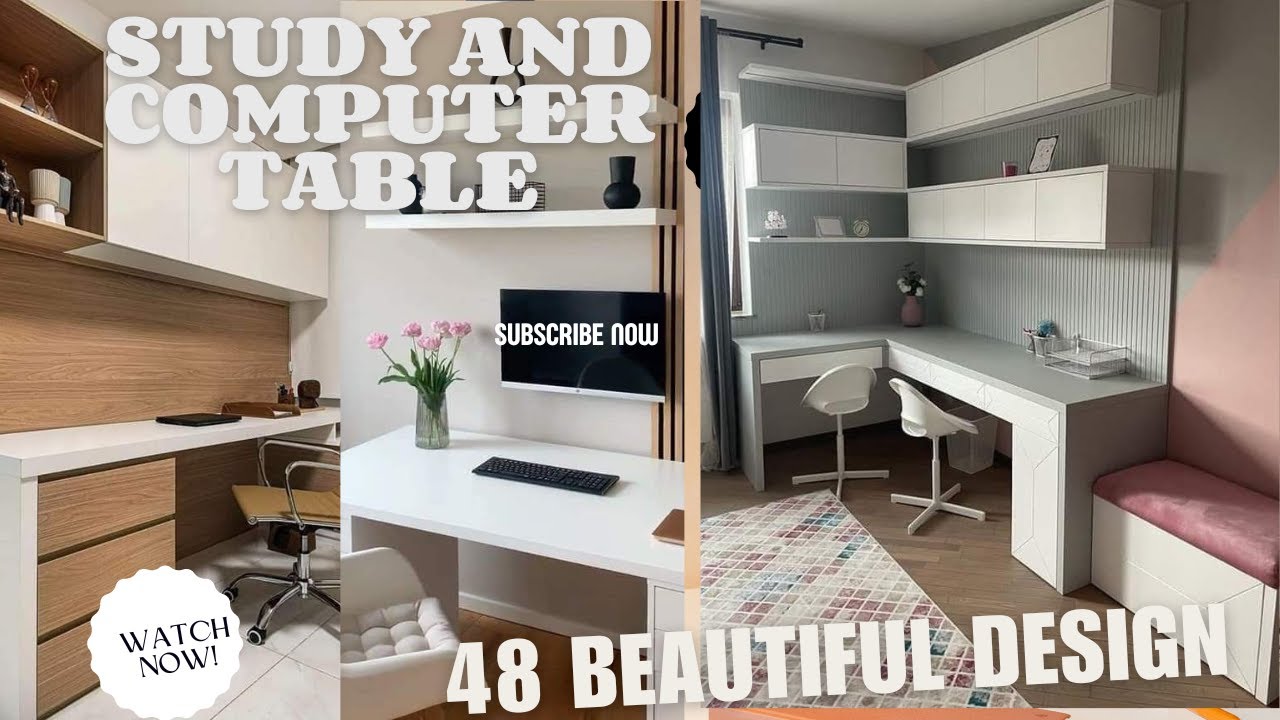 study table decoration ideas for home ! latest modern study table with shelf ! computer table design