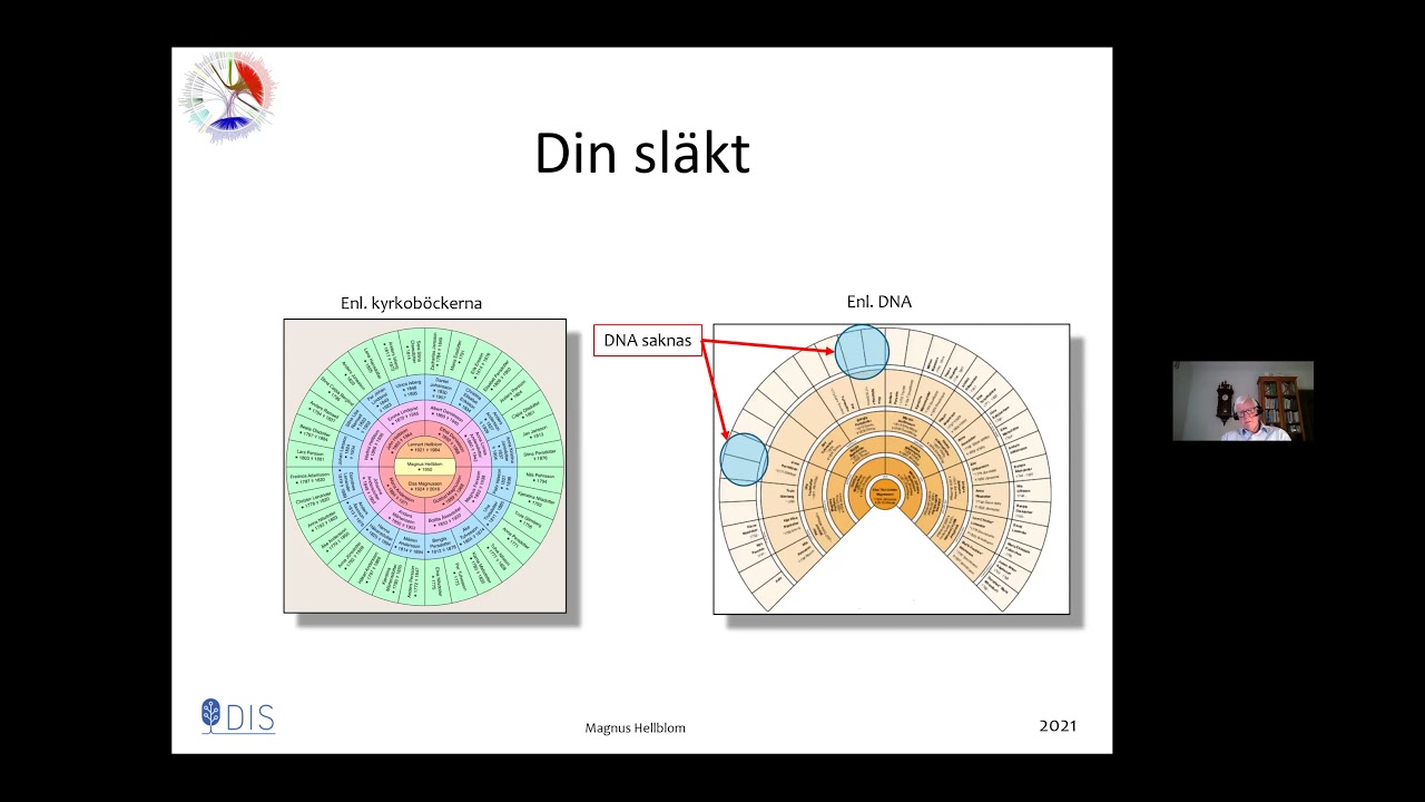DNA-släktforskning med stöd av DIS, presenterat av Magnus Hellblom från 3 mars 2021.