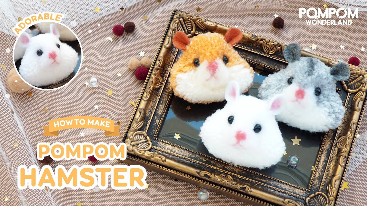 DIY Tutorial - How to Make a Pompom Hamster - 動物ぽんぽん - Hướng dẫn làm pompom chuột hamster