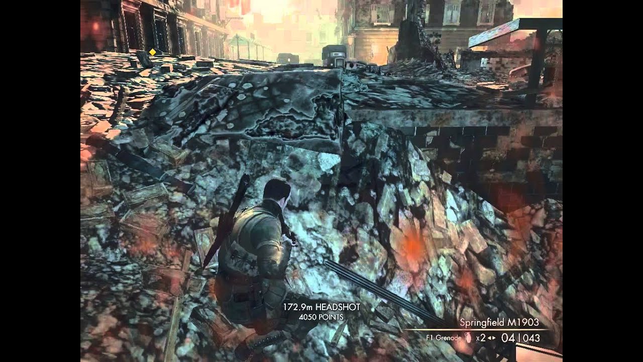 Sniper Elite V2 insane shots through the scope and one bullet multiple kills