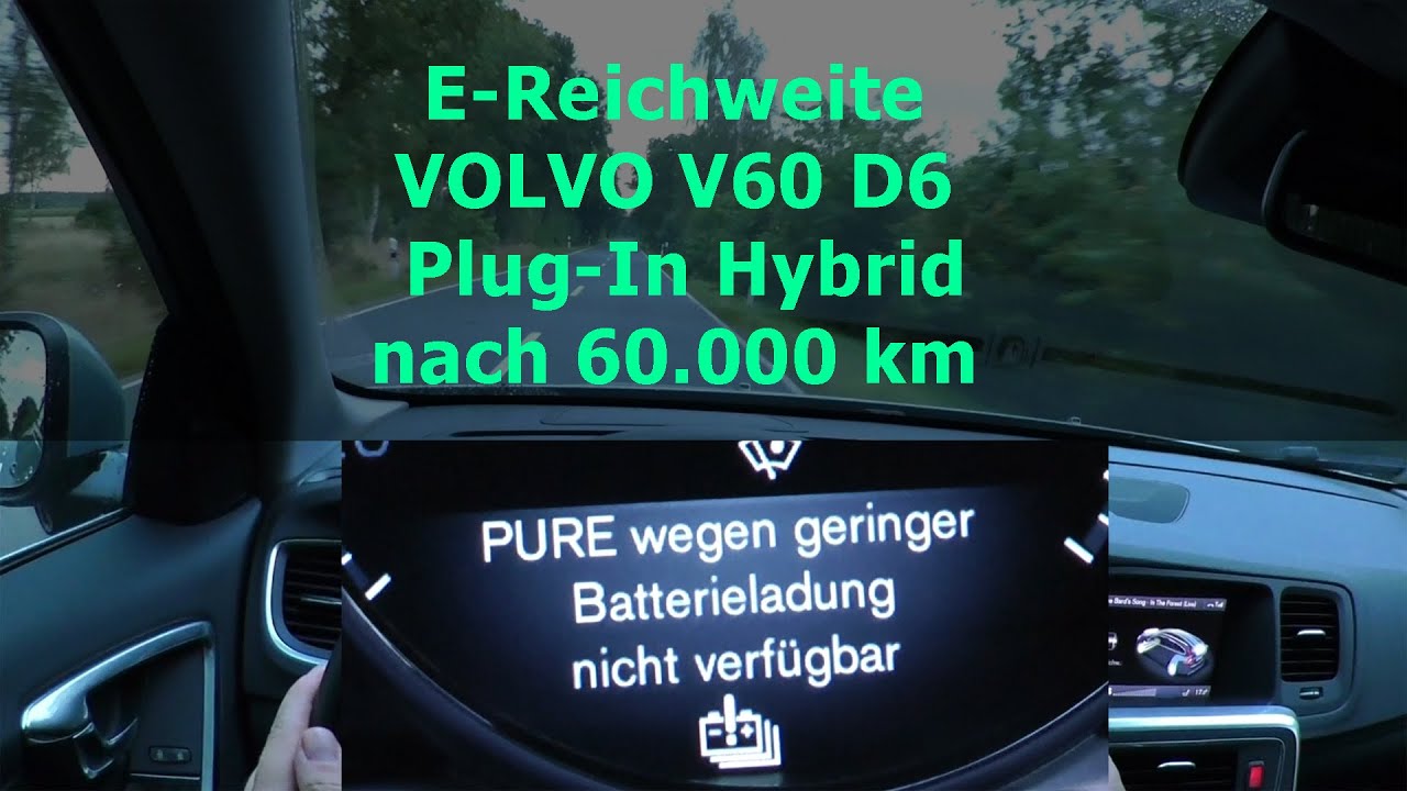 Elektrische Reichweite des Volvo V60 D6 Plug-In Hybriden bei knapp 60.ooo km