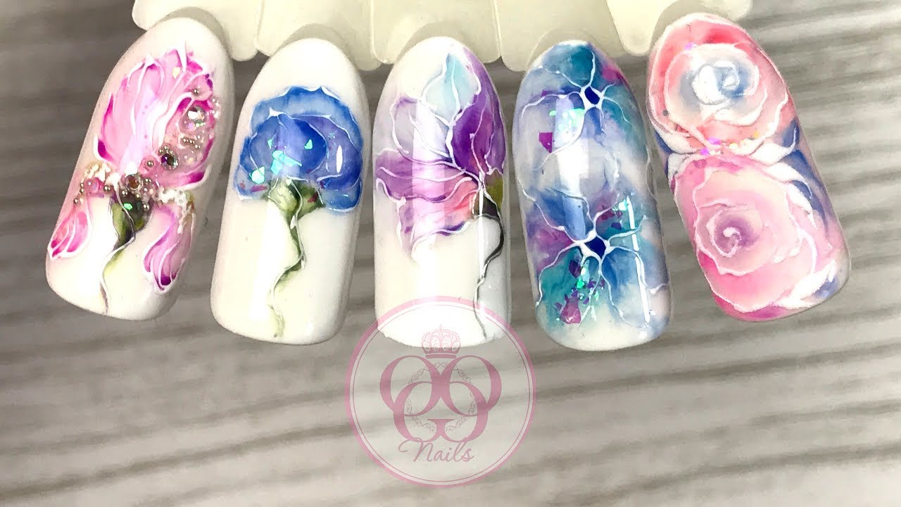 Акварель ГЕЛЬ ЛАКАМИ♥ЛЕГКИЙ дизайн ногтей  ЦВЕТЫ♥  Patrisa Nail