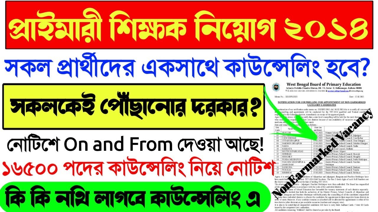 Primary TET 2014 Counseling Today।Primary TET 2014 State wide Counseling।Primary New Notice News।
