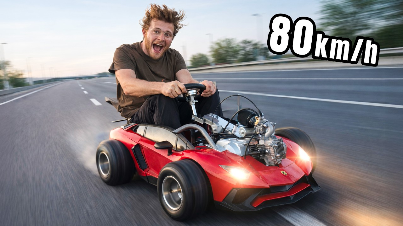 Wir fahren 80 km/h im Kinder-Lamborghini