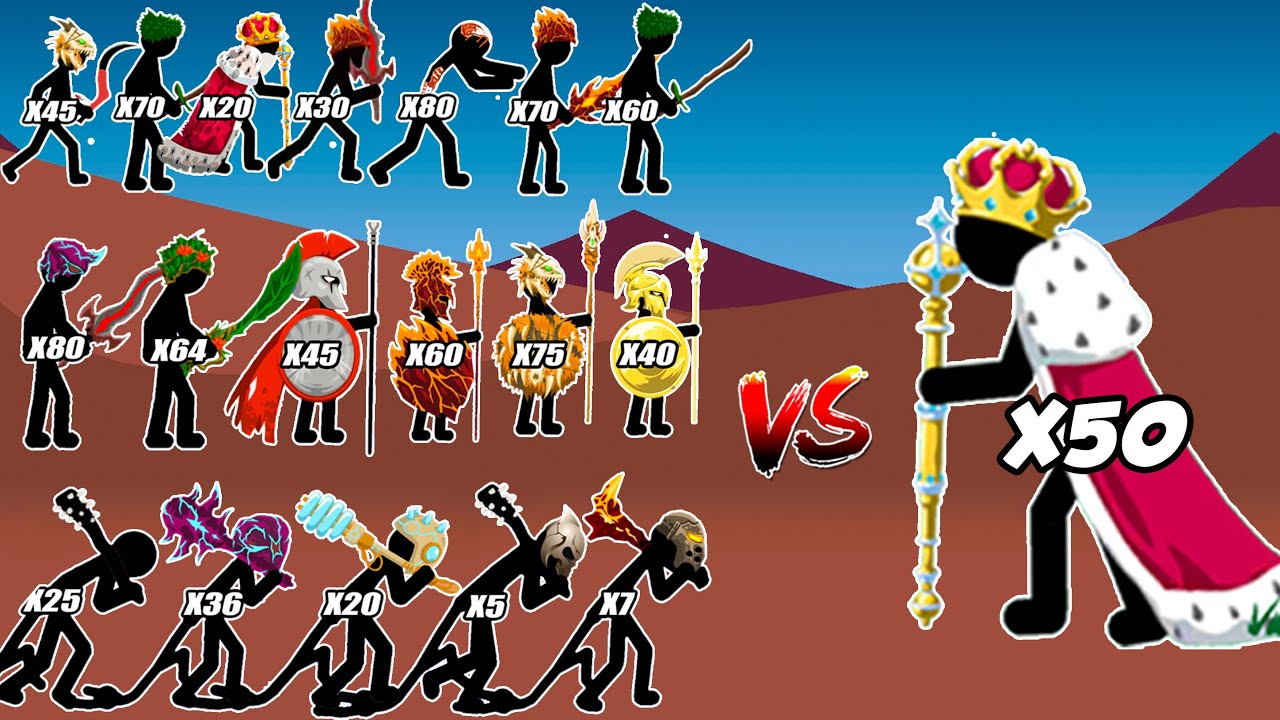 King X50 Vs X99 All Skins Stick Army | Who Will Win?  Stick War Legacy