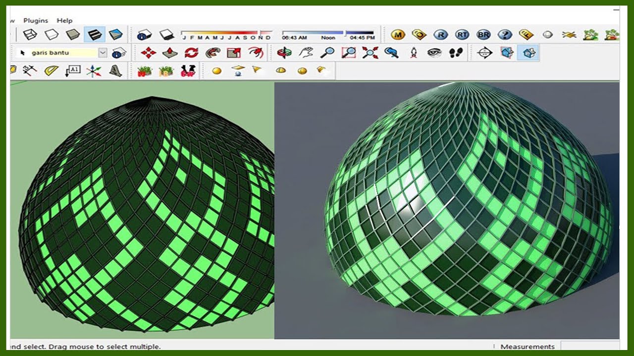 Cara Cepat Membuat Garis Motif Kubah Enamel Sketchup Manual .. Tutorial Sketchup