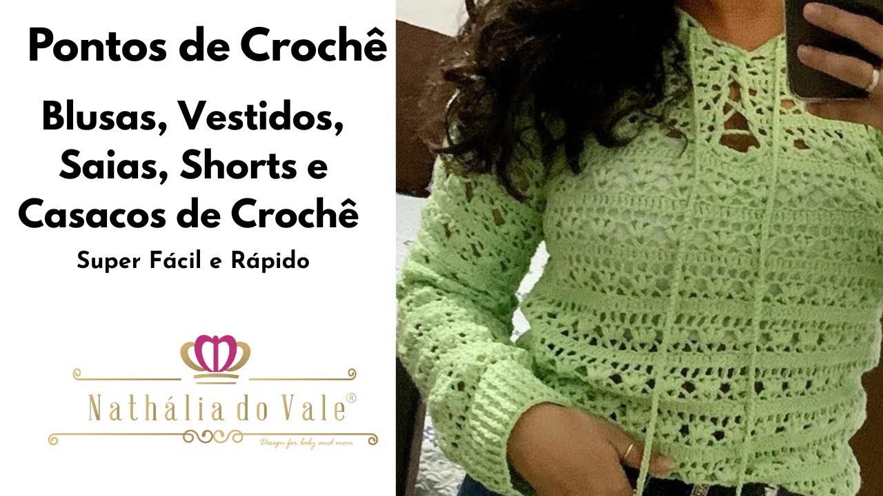 Ponto de Crochê rendado para Blusas, Vestidos, Saias, Shorts e Casacos de Crochê fácil e rápido
