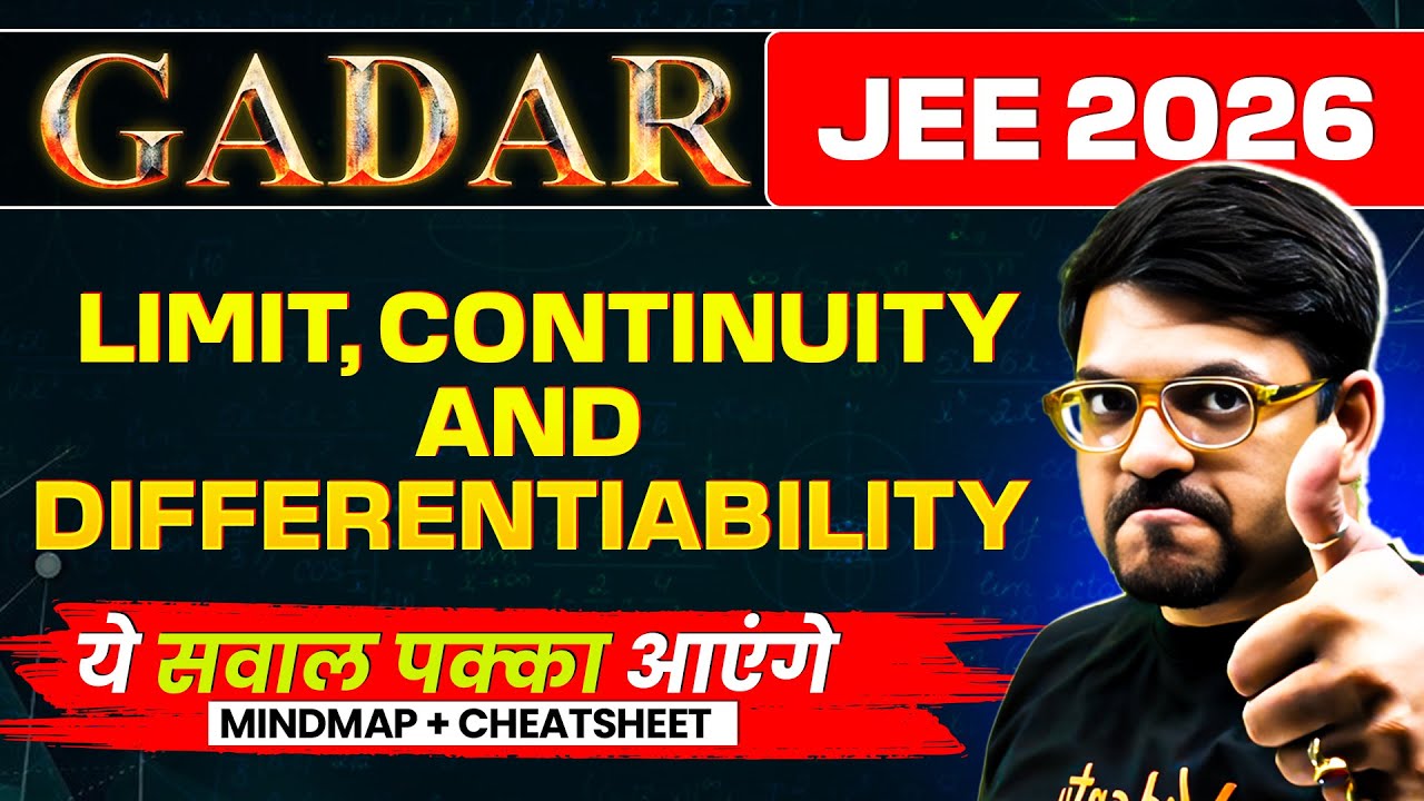 Limit, Continuity & Differentiability:  FULL THEORY + PYQs + MINDMAP | JEE 2026 | Gadar 2026