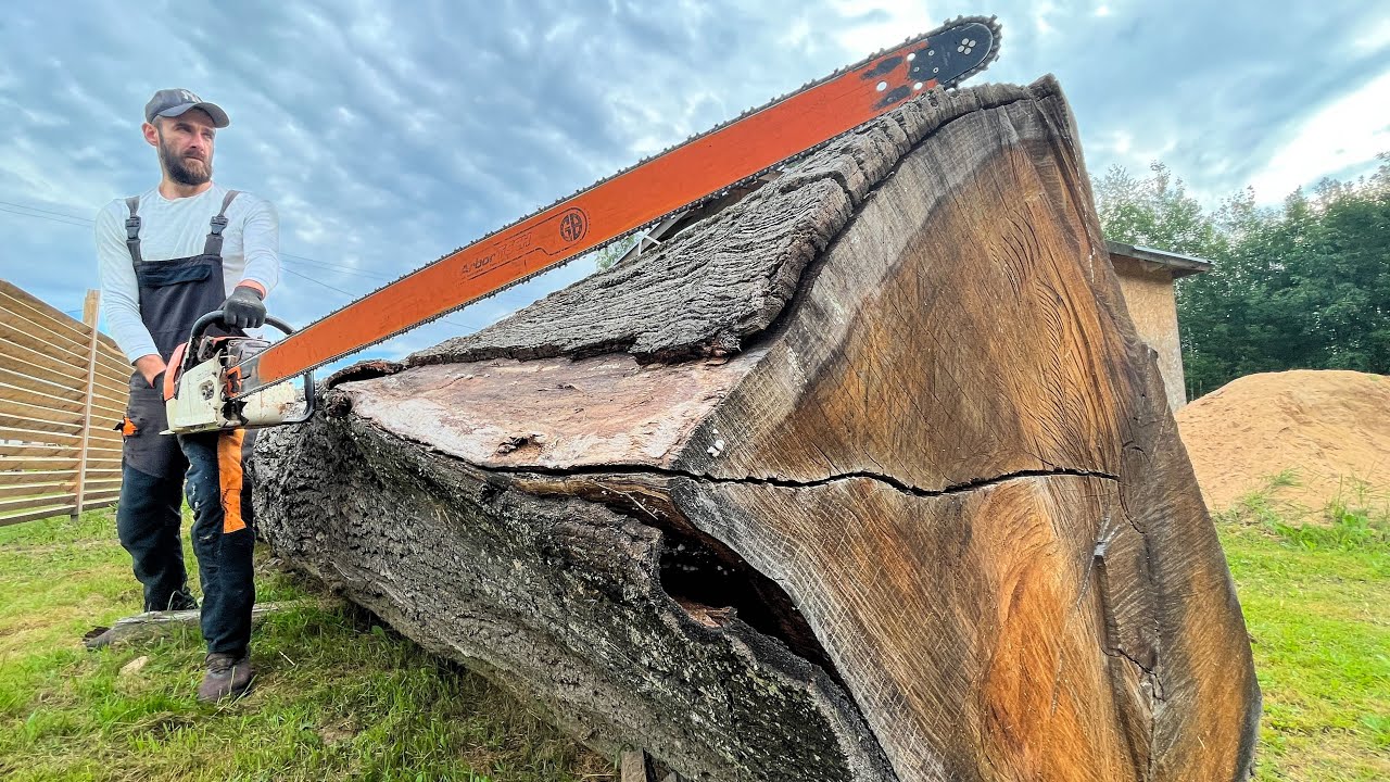 Stihl ms 880 150 см против большого дубового бревна