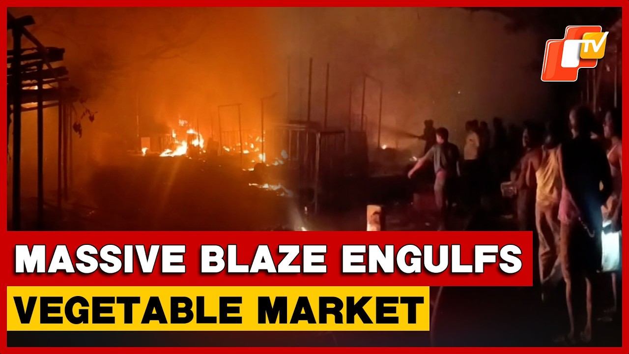 Massive Fire At Paradip Vegetable Market Reduces 50 Shops To Ashes