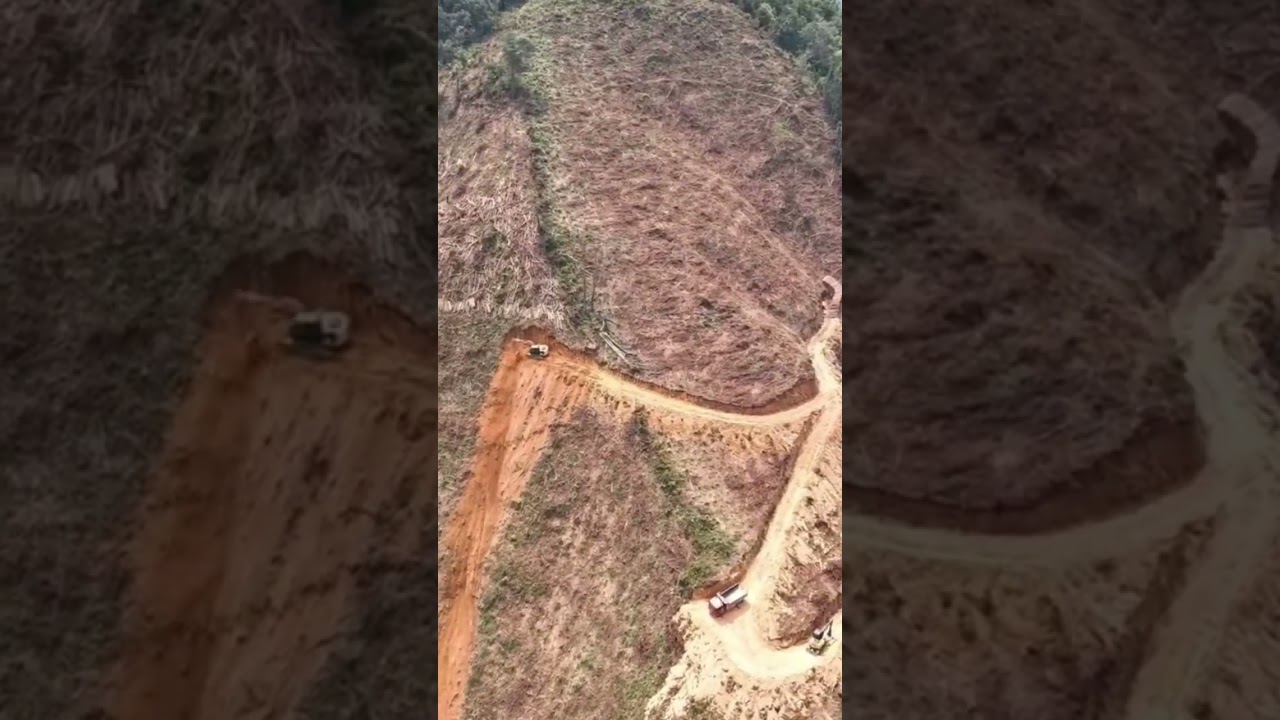 Road construction process in hilly areas. #shorts