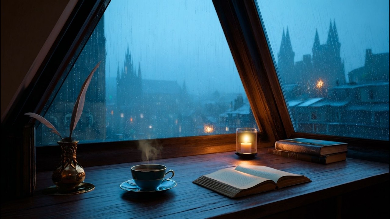 Dark academia playlist for midnight studies 🌧️ Rainy Night Ambience | Piano & Cello for Deep Focus