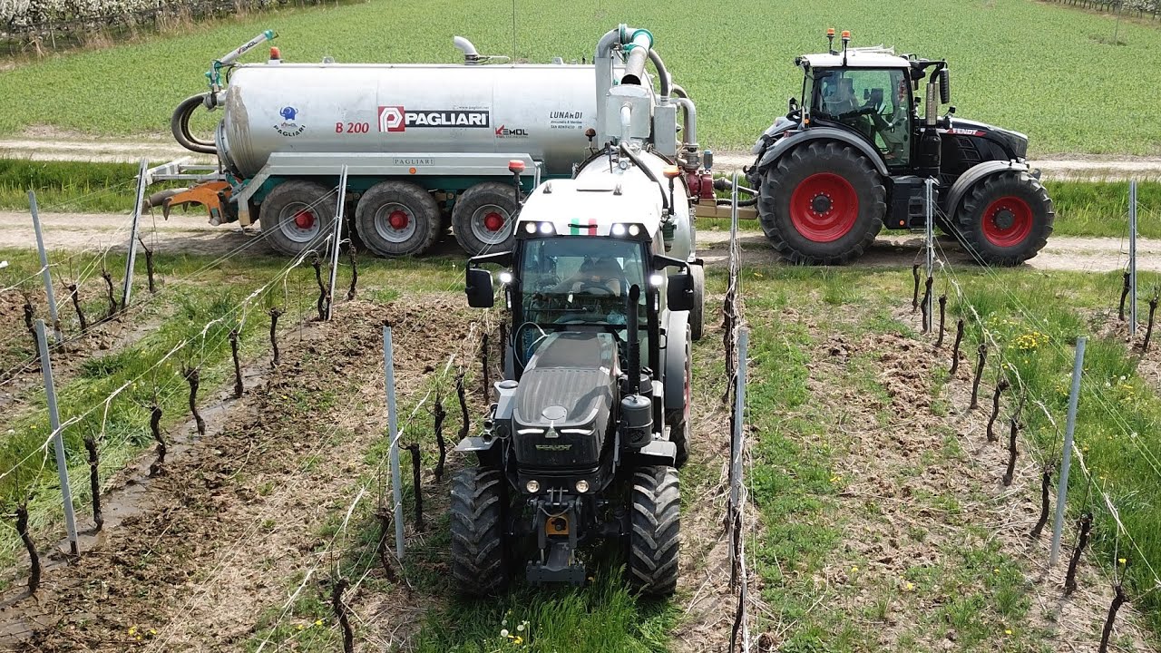 2x Fendt Black | 720 & 210F | Distribuzione liquame su vigneto