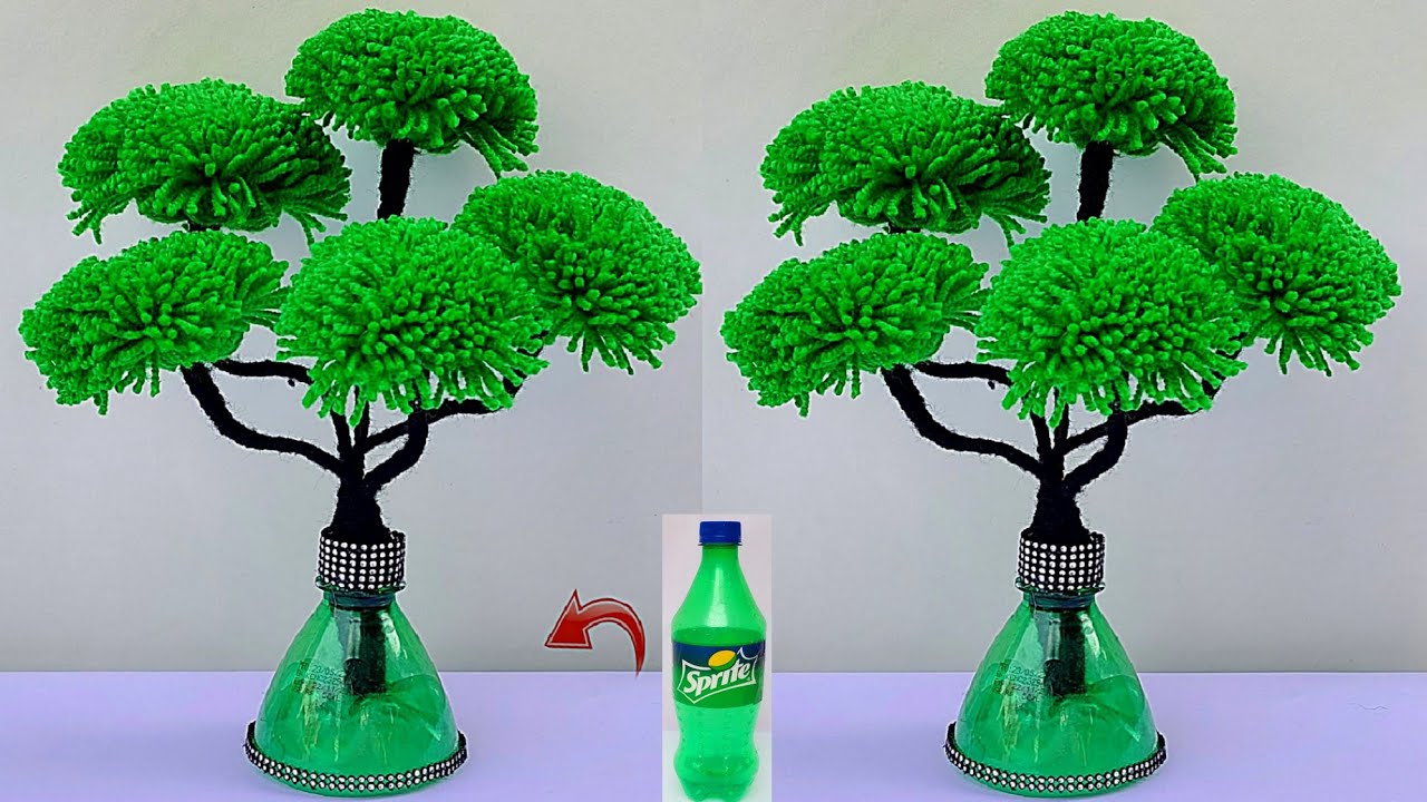 ऊन से गुलदस्ता बनाने का आसान तरीका/DIY Easy Woolen Guldasta Craft/Woolen Tree Craft idea/Wool making