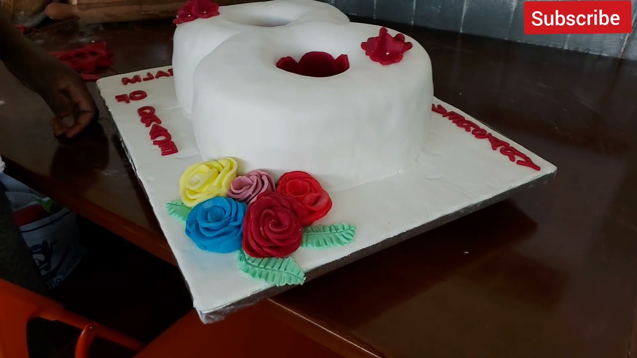 HOW TO COVER NUMBER EIGHT CAKE WITH FONDANT/ Anniversary Cake Decorating ideas/ Number Cake