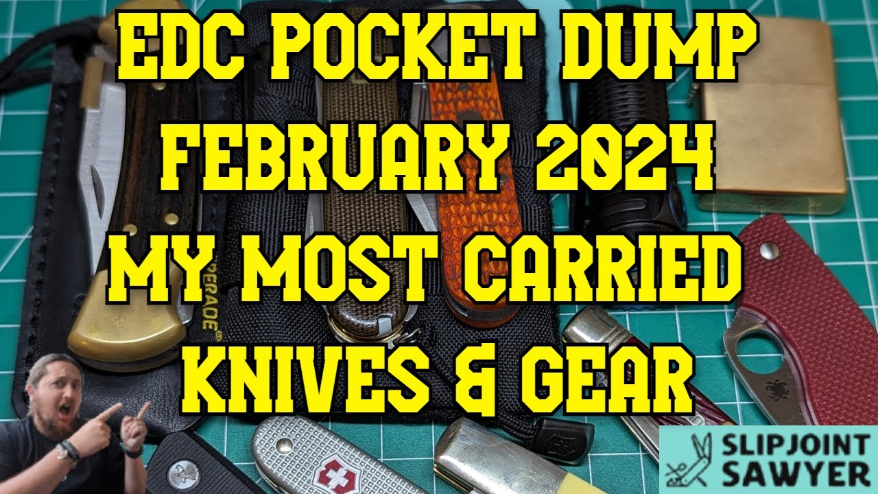 EDC Pocket Dump February 2024 - My Most Carried Pocket Knives & Gear!