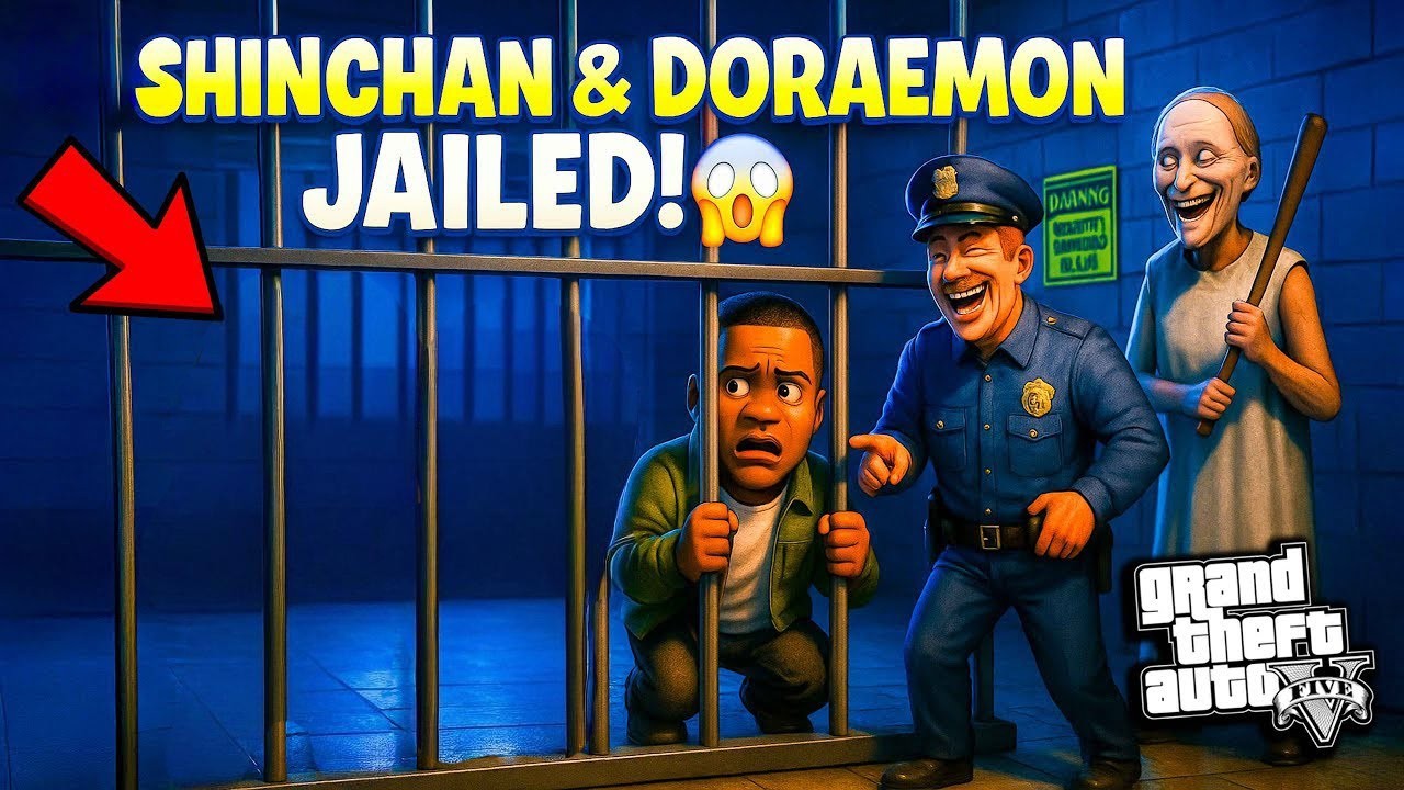 GTA 5 Telugu: Shinchan Escapin Scary PRISON ISLAND –A Deadly PRISON JAILE Chase! in Roblox