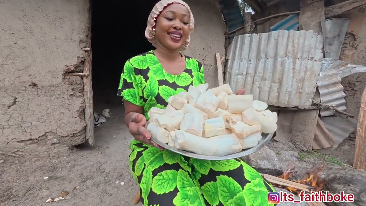 Boiling and Deep frying cassava for my family in a Rural African home// African village life/Africa