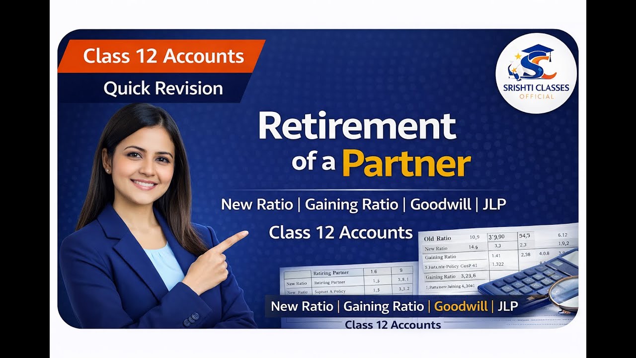 Retirement of a Partner | New Profit Sharing Ratio, Gaining Ratio, Goodwill & JLP |Class 12 Accounts