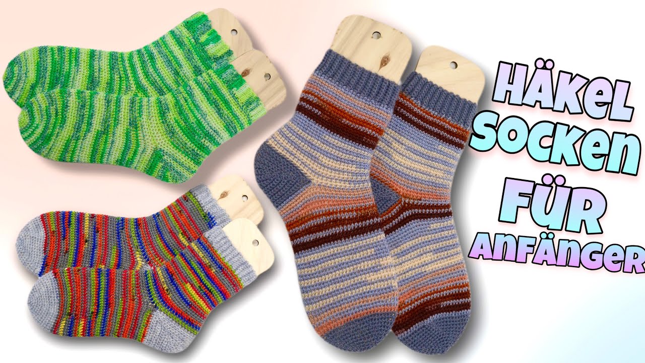Socken häkeln für Anfänger  | mit Sockengarn | jede Größe