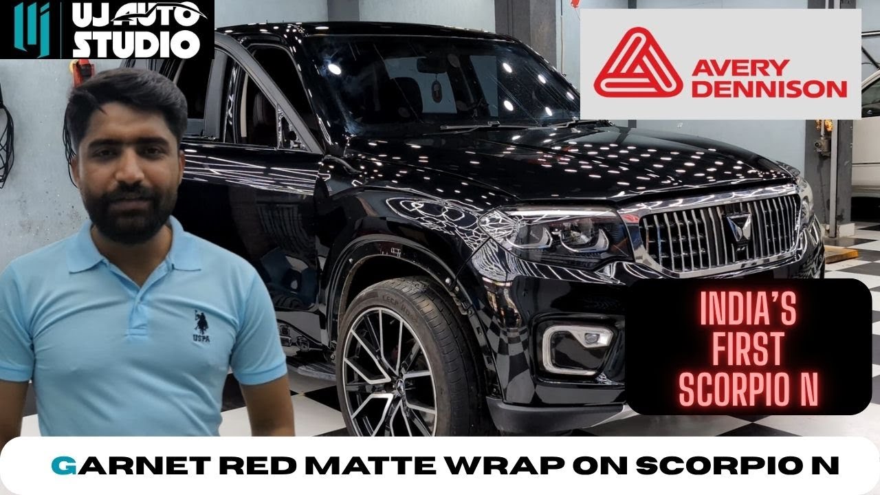 India's First Scorpio N in Avery Dennison Wrap ( Garnet Red Matte)