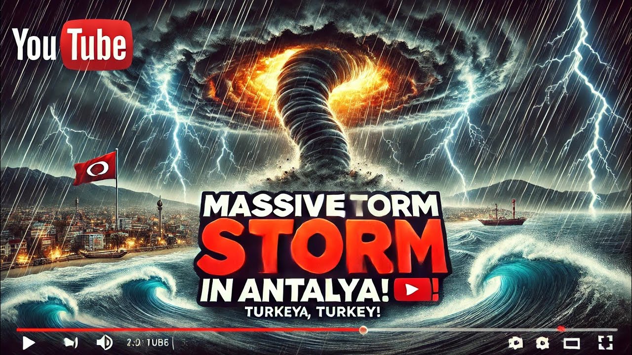 Massive Storm Hits Antalya, Turkey! ⚡🌪️ Heavy Rain & Strong Winds Caught on Camera!