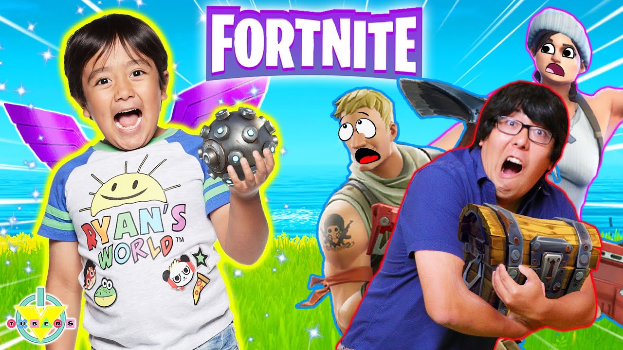 Ryan plays Fortnite with TITANS! Let’s Play Fortnite Ryan vs Daddy