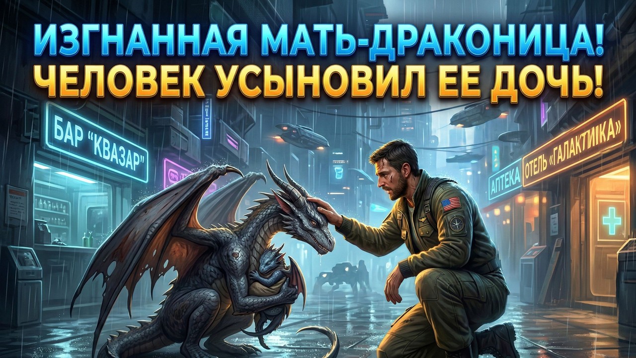 Изгнанная драконица с младенцем под дождём — человек усыновил её дочь | HFY Sci‑Fi