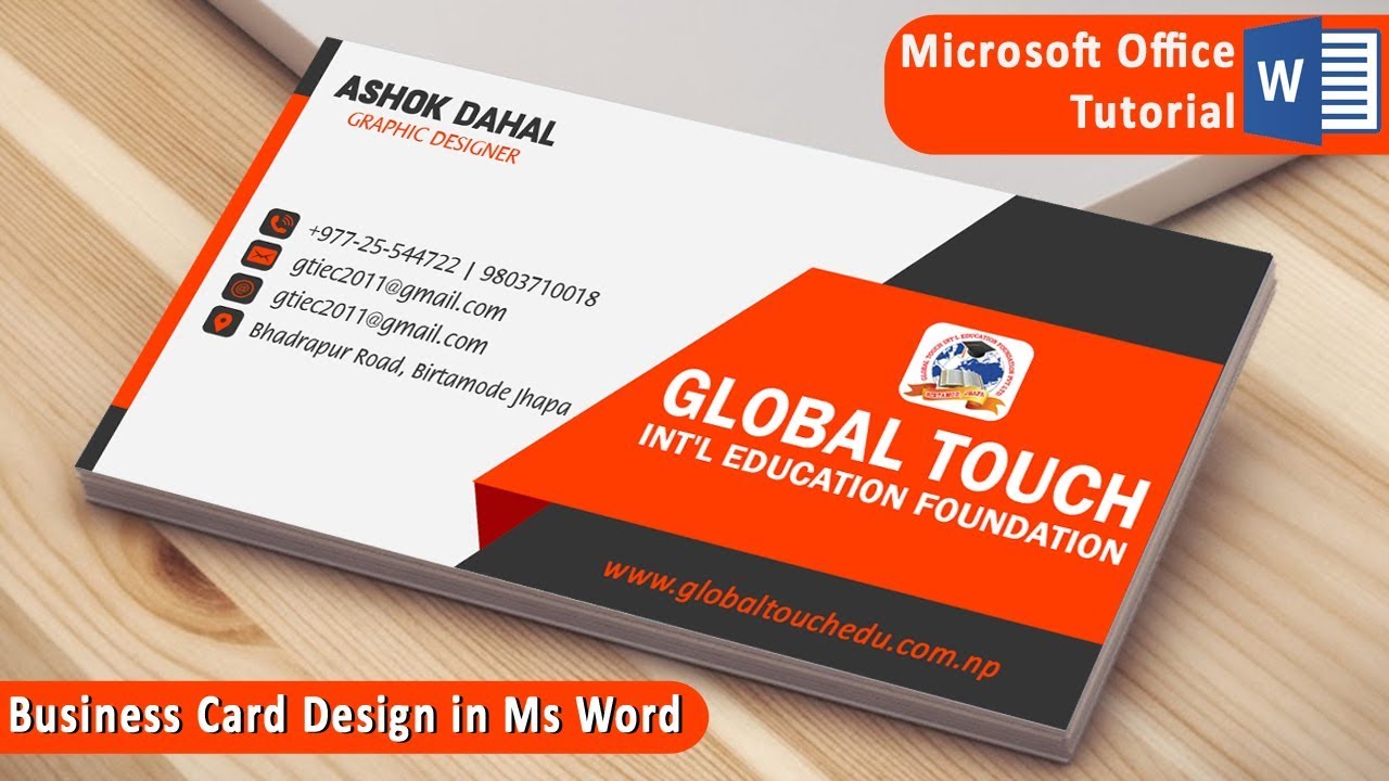 MS WORD TUTORIAL | Business Card Design in ms word | Visiting Card Design in ms word