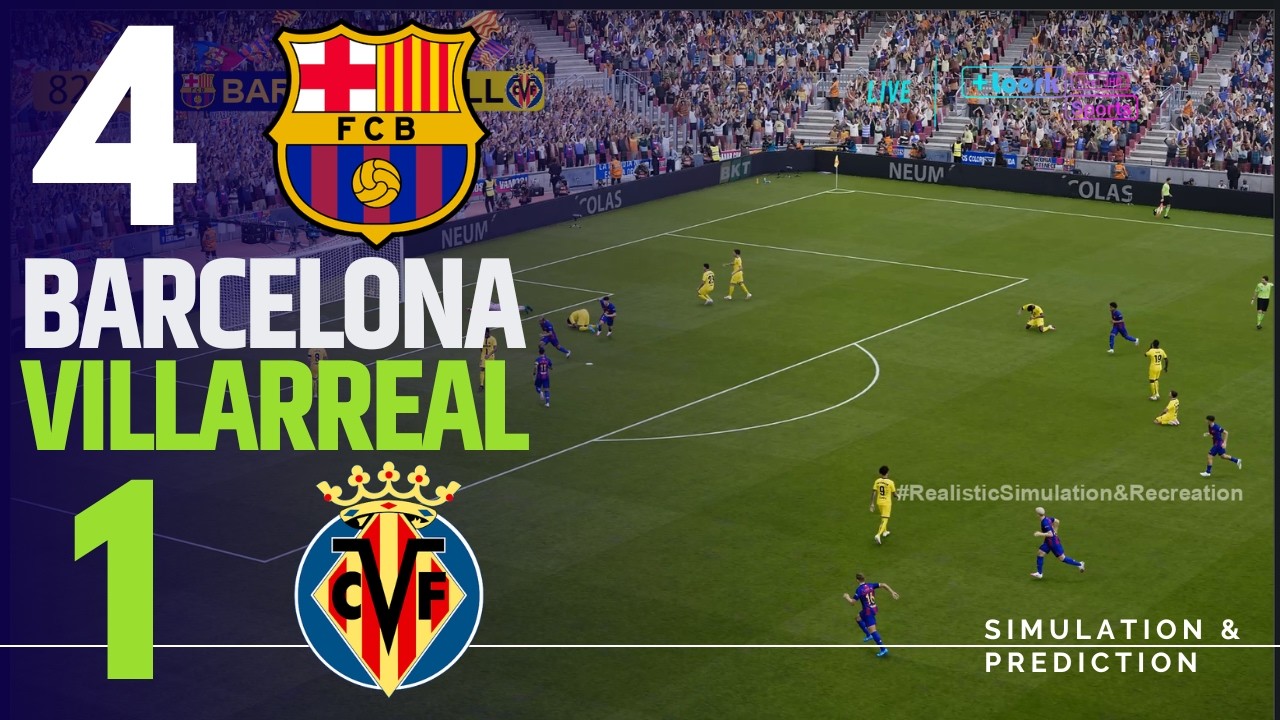 Barcelona  vs. Villarreal EN VIVO 🔴 | LALIGA 2025-2026 | Partido Completo Simulación/Recreación