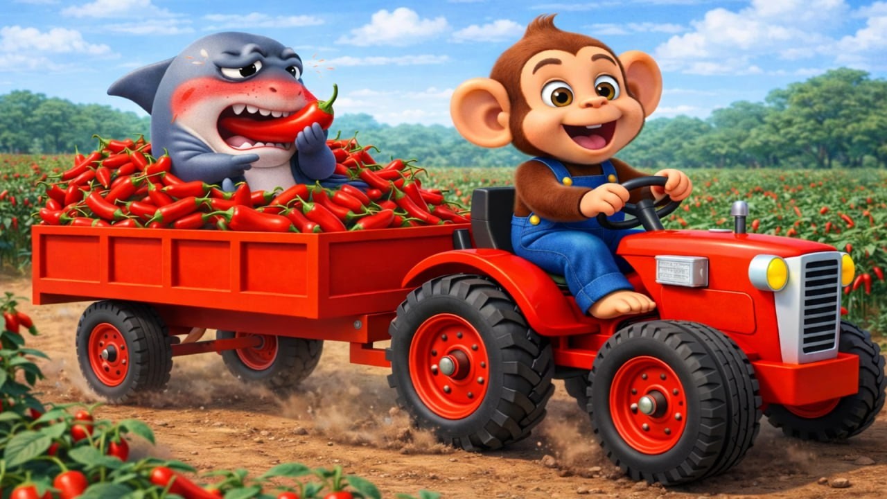 A Shark Wanders Into the Farm, - After That, The Shark And The Monkey Become Friends. | Farm Work