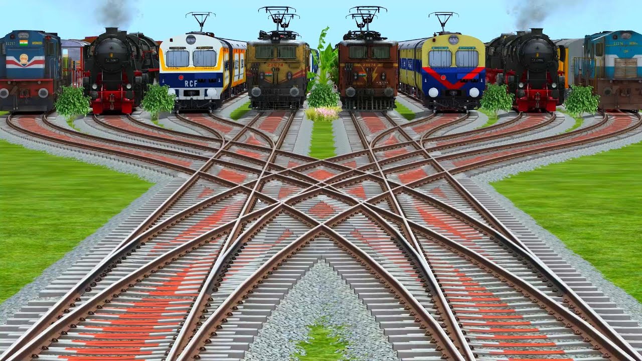 🎑Viii Rails Crossing By Bumpy Railroad Junctions | Daimond Railroad | Daimond Crossing Tracks 