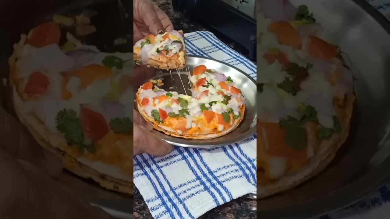 ghar me bachi huyi roti se banayi pizza#shorts#
