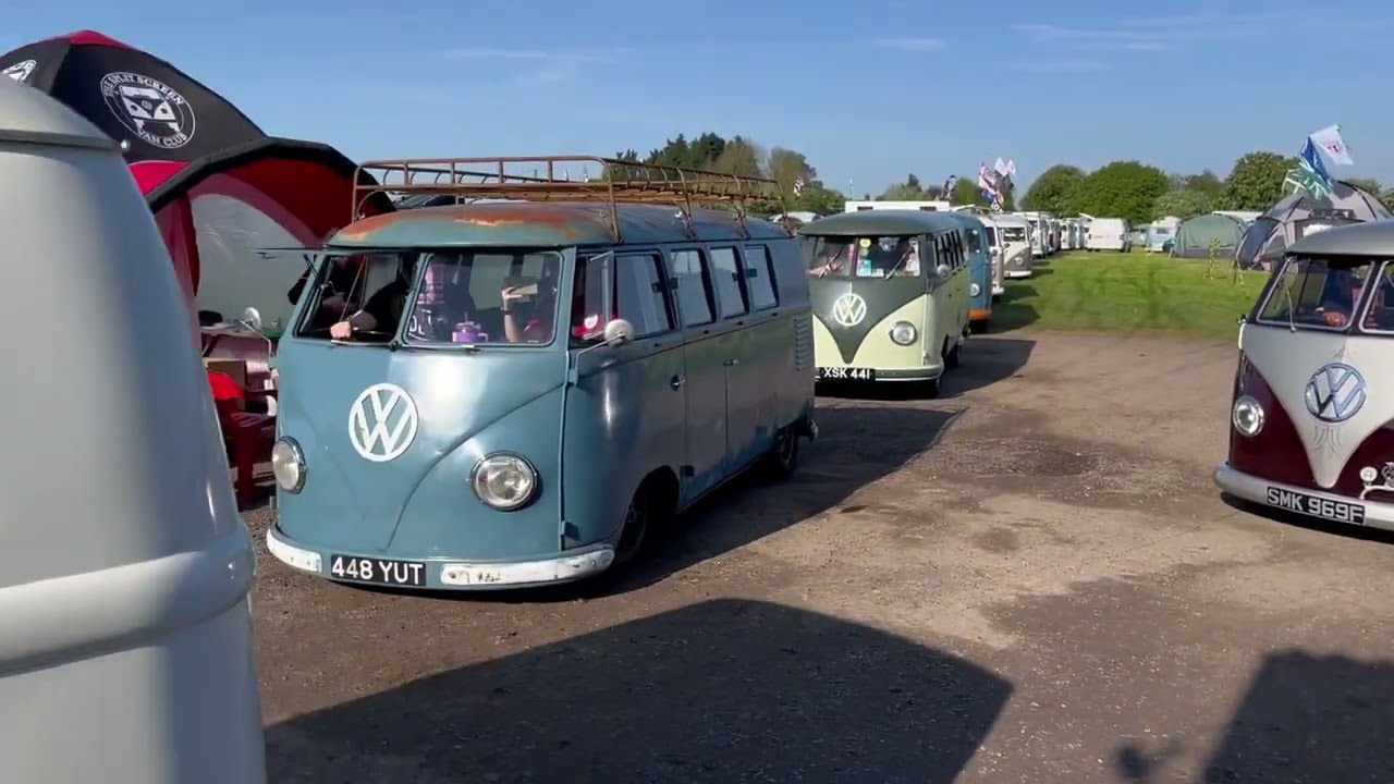 VW Split screen busses - 117 van convoy! - Stanford Hall 2024 SSVC