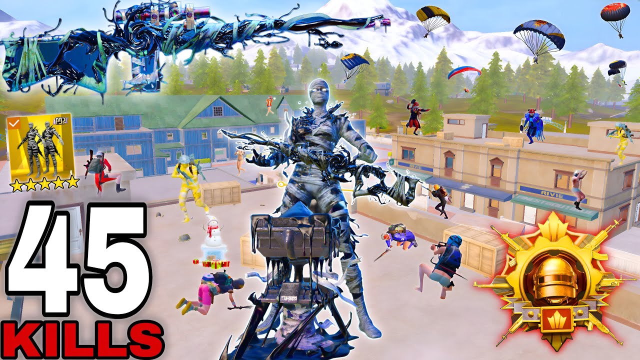 45 SOLO KILLS!😍 KING OF LIVIK BEST GAMEPLAY w/ AWM in NEW VERSİON🔥CHAOSPHAGE MUMMY SET😈 Pubg Mobile