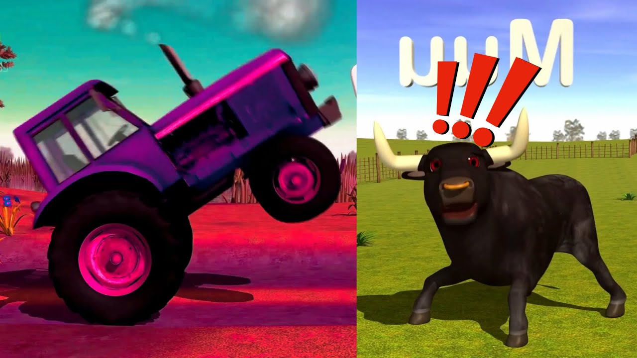 EL POLLITO PIO TRACTOR VERSUS TORO JUEGO - neón EFECTOS