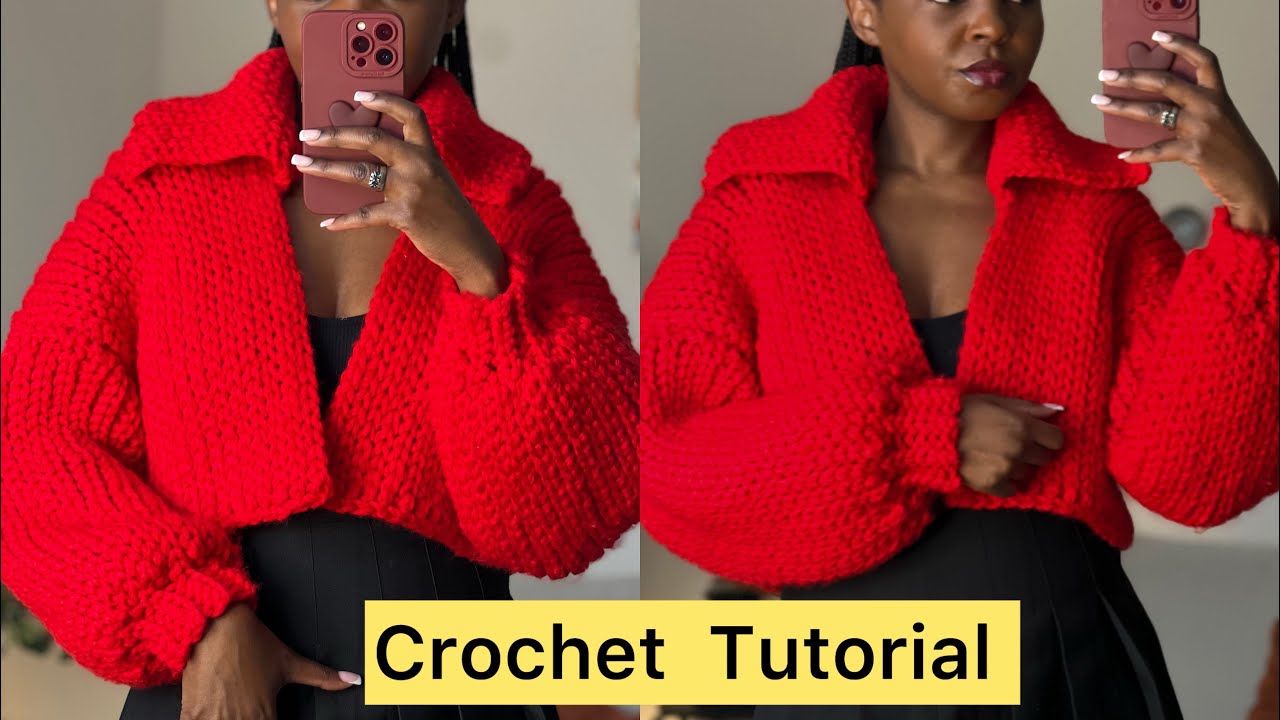 Crochet Chunky Cardigan with Collar