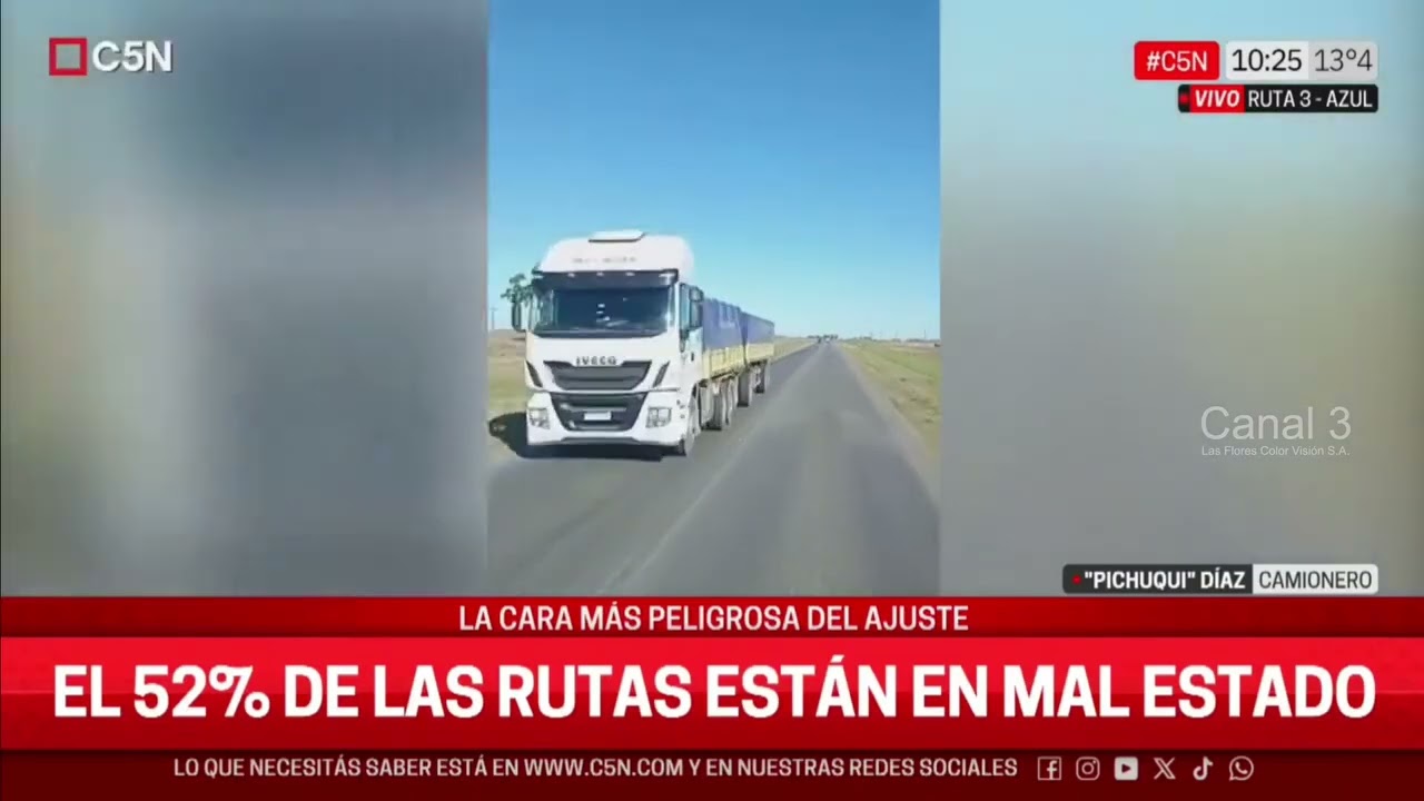 El camionero florense “Pichuqui” Díaz expuso en C5N el estado crítico de la Ruta Nacional N°3