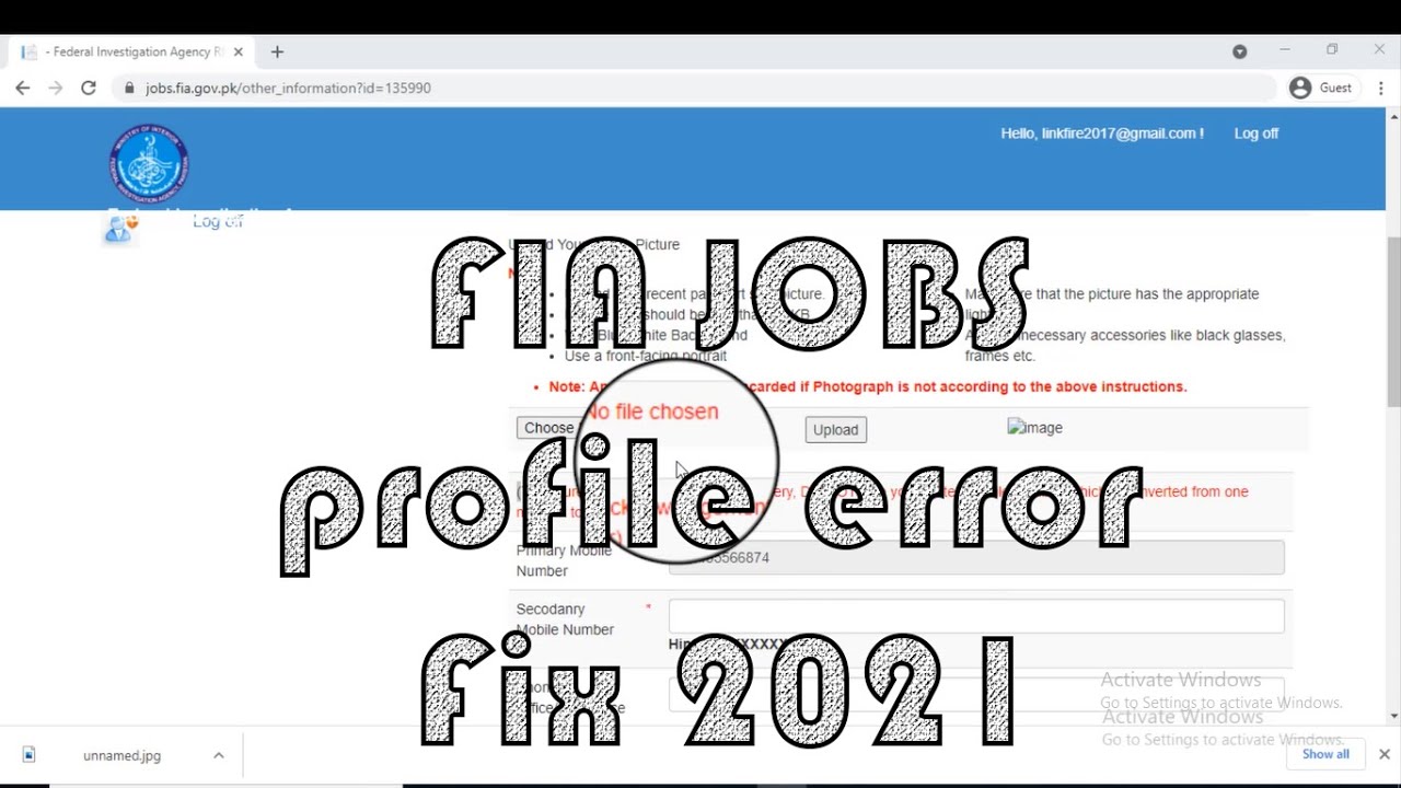 Fia jobs profile picture not uploading fix | fia job profile error