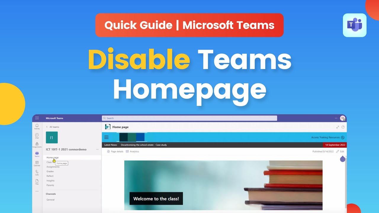 HOW TO: TURN OFF the Class Homepage in Microsoft Teams | Quick Guide