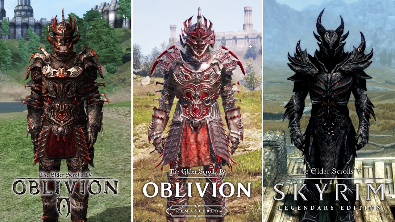 Oblivion Original vs. Remastered vs. Skyrim - Armors Comparison