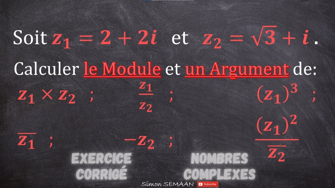 Calculer le module et un argument d'un nombre complexe - Exercice Corrigé