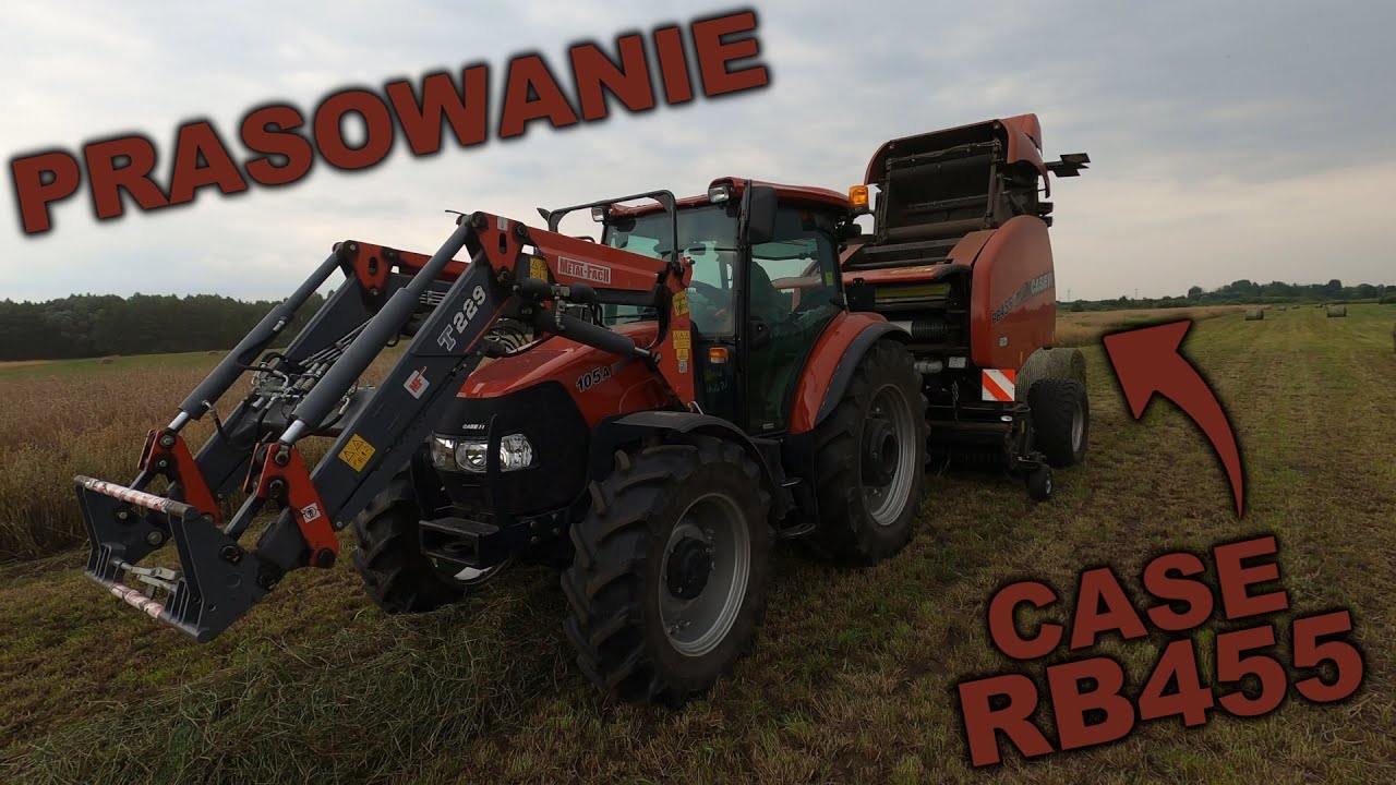 Prasowanie - Case IH Farmall 105A + Prasa zmiennokomorowa Case IH RB455